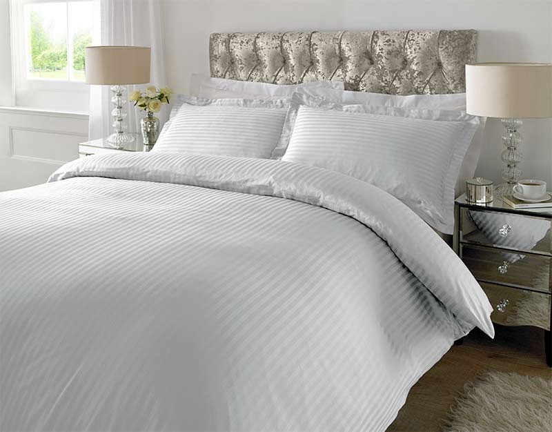 Cotton Kloud Luxury Sateen Stripe Bedsheet Set 400 Thread Count 100% Cotton